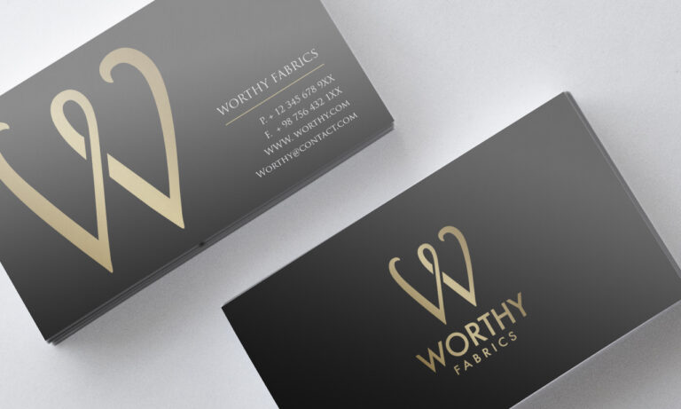 Création carte de visite pour Worthy fabrics, réalisée par Margarita Pautrat graphiste freelance à Perpignan.