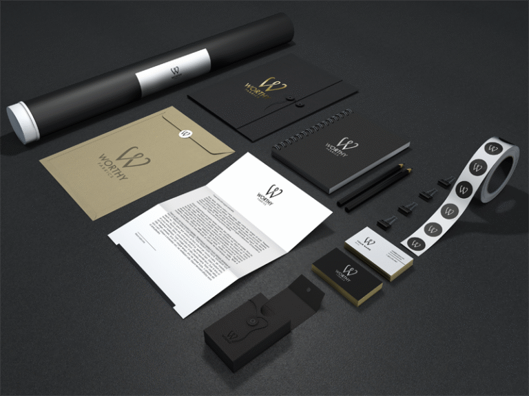 Création charte graphique et supports de communication pour Worthy fabrics, réalisée par Margarita Pautrat graphiste freelance à Perpignan.