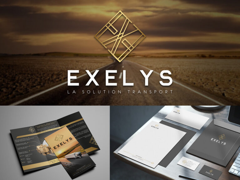 Création de logo et identité visuelle pour exelys transport, réalisée par Margarita Pautrat graphiste freelance à Perpignan.