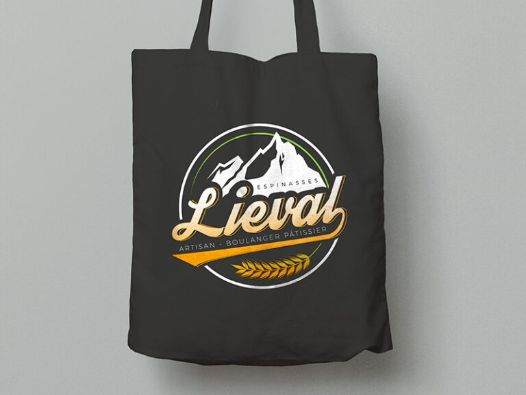 Création de logo Lieval boulangerie, pour serigraphie. réalisée par Margarita Pautrat graphiste freelance à Perpignan.