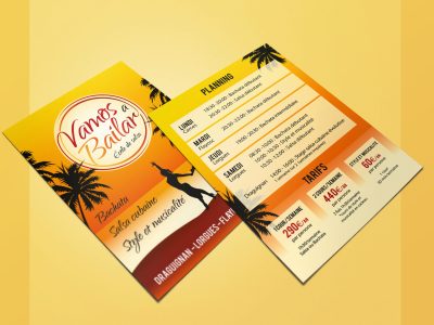 Création de flyer pour Vamos a bailar, réalisée par Margarita Pautrat graphiste freelance à Perpignan.